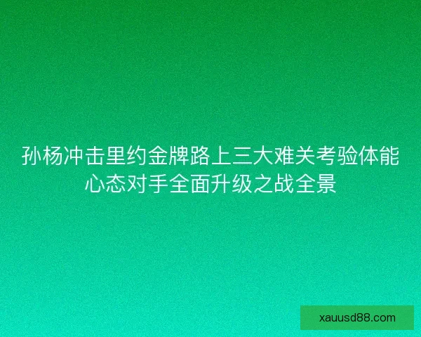 孙杨冲击里约金牌路上三大难关考验体能心态对手全面升级之战全景