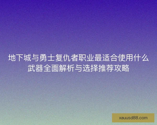 地下城与勇士复仇者职业最适合使用什么武器全面解析与选择推荐攻略