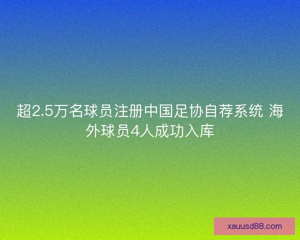 超2.5万名球员注册中国足协自荐系统 海外球员4人成功入库
